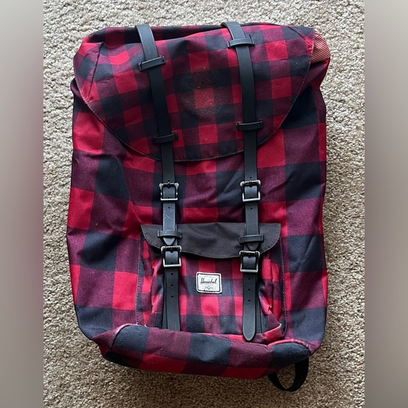 Herschel Supply Company Red and Black Plaid Backpack - Picture 1 of 7